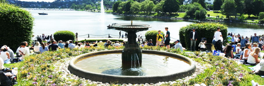 Nationaldagsfirande vid fontänen i Edsbergparken